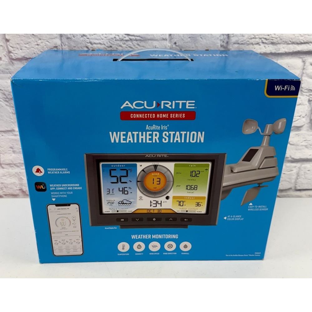 Acurite Iris Weather Station with Rain Gauge and Wind Speed/Direction, Indoor Ou